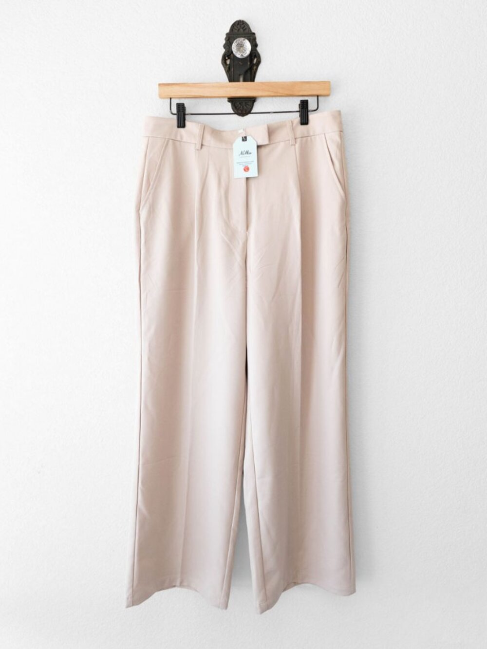 NiMin NWT Wide Leg Dress Pants Women's Large Beige High Rise Office Career